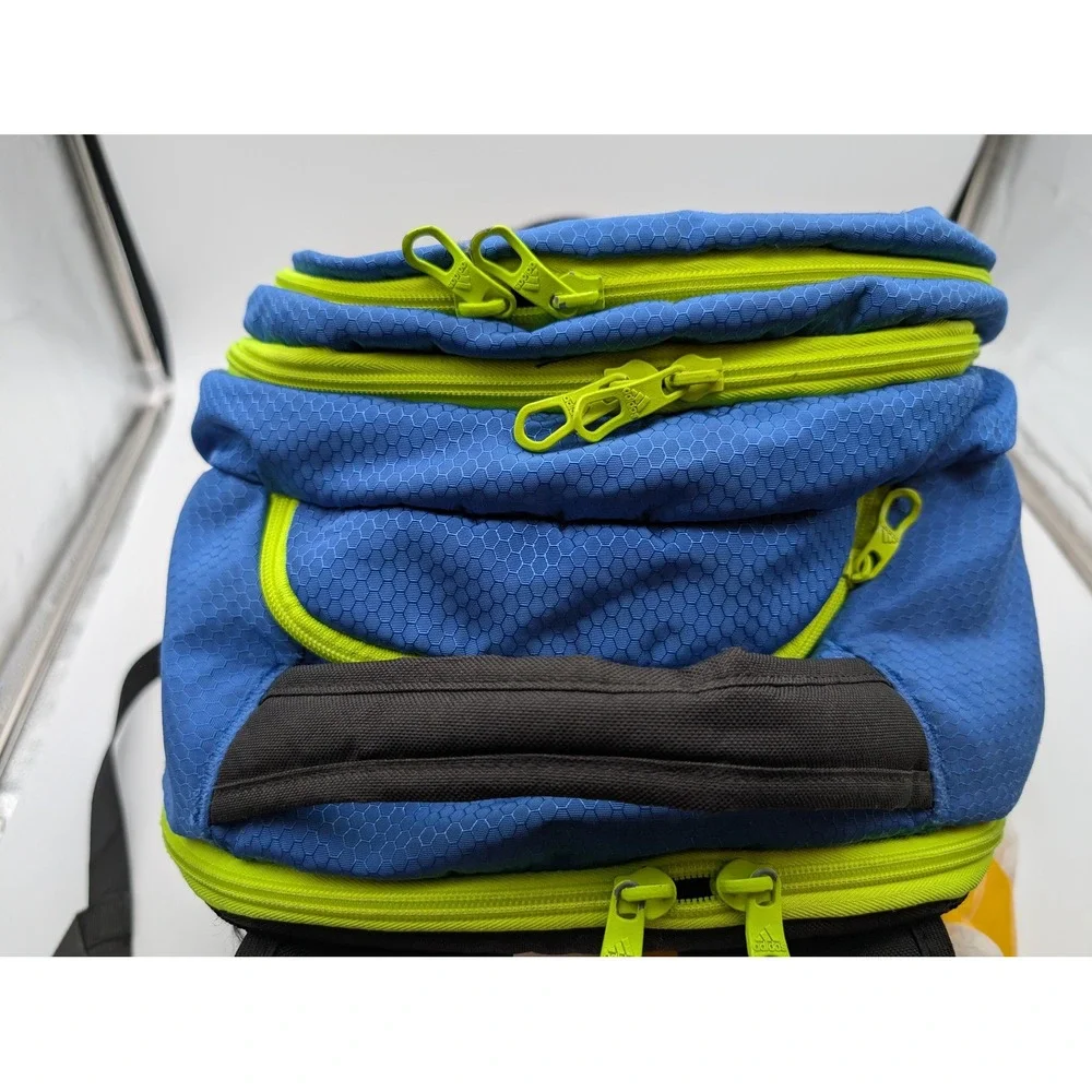 Adidas LoadSpring Backpack Blue Black Neon Yellow Multi Pocket Laptop Bag